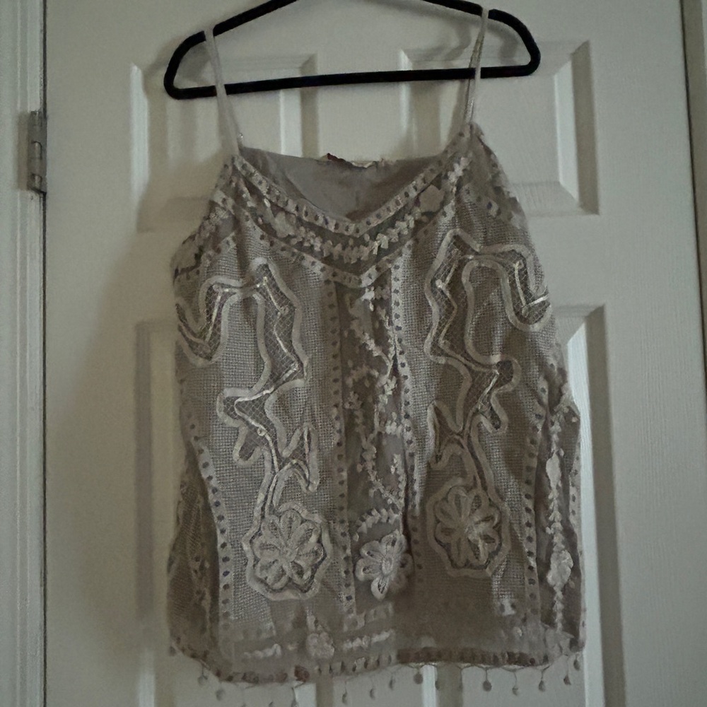 Soft Surroundings Taupe Embroidered Camisole 1X